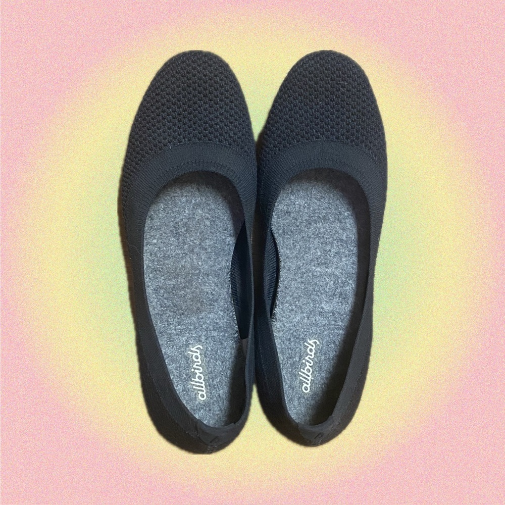 Allbirds Tree Breezer Black Knit Ballet Flats US Sz 8 🩶